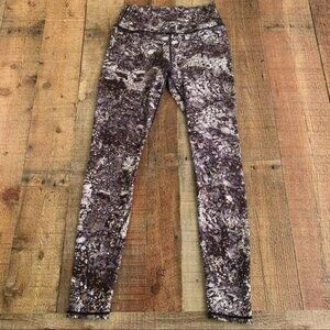 Fabletics gold metallic black and white marbled workout athletic leggings - S